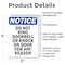 Signmission Do Not Ring Doorbell Or Knock OSHA Notice Sign, Vinyl Decal, 3.5in W x 5in L, 2PK OS-2PACK-NS-D-35-V-11356 - alternate 2